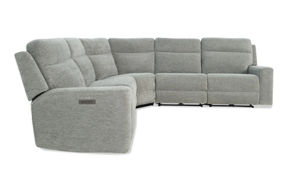 Bolt Gray 5 Piece Sectional with Power Headrest