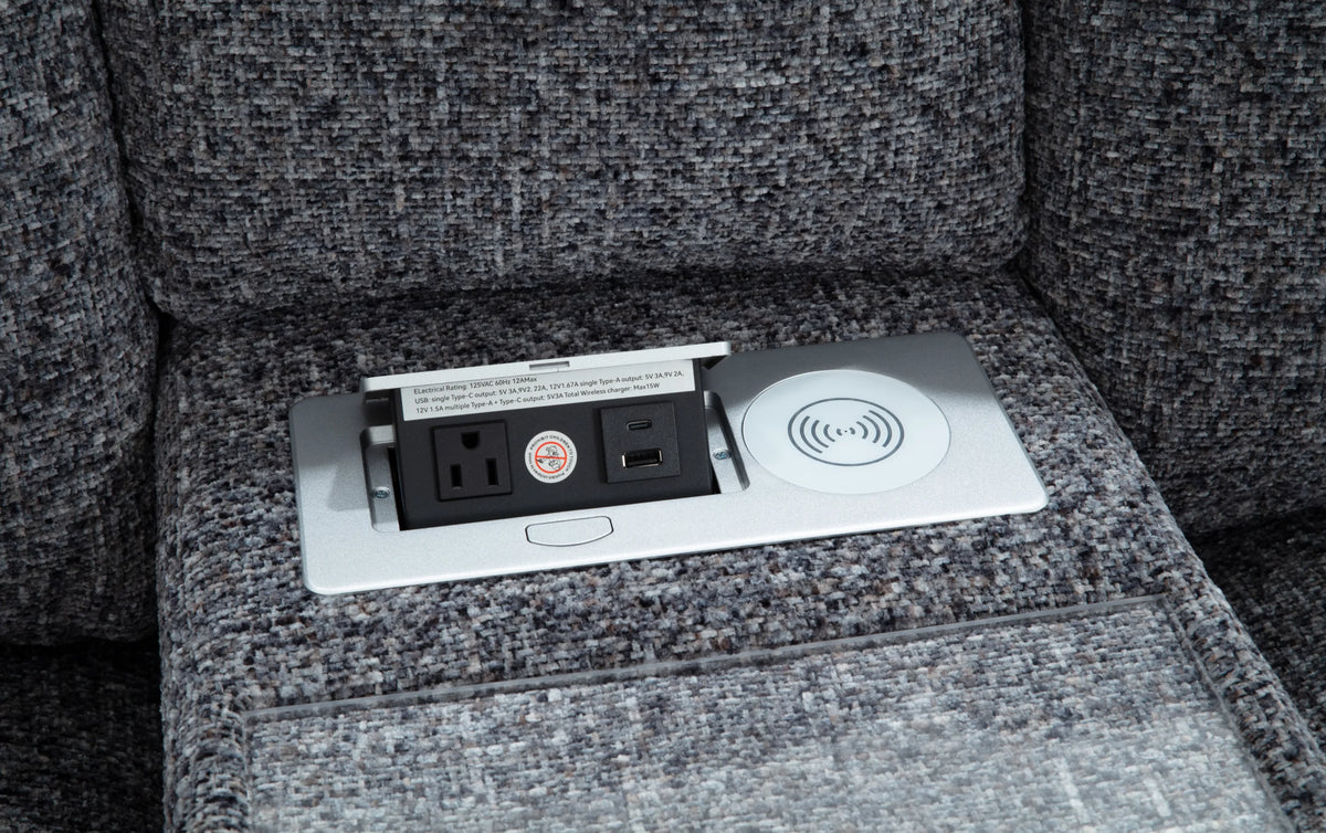 Amplify Gray 3 Piece Immersive Audio Modular Loveseat with Console