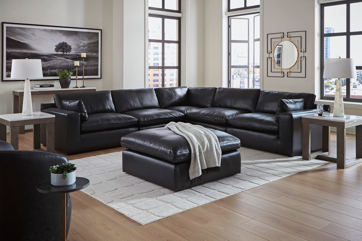 Emilia 5-Piece Leather Modular Sectional