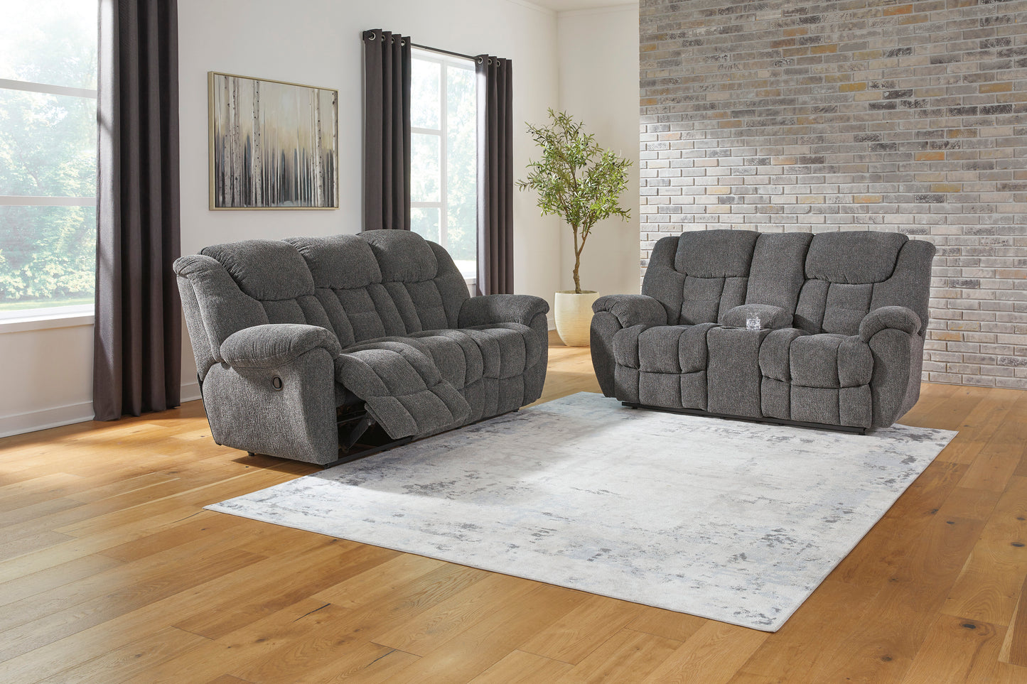 Foreside Manual Reclining Sofa and Loveseat
