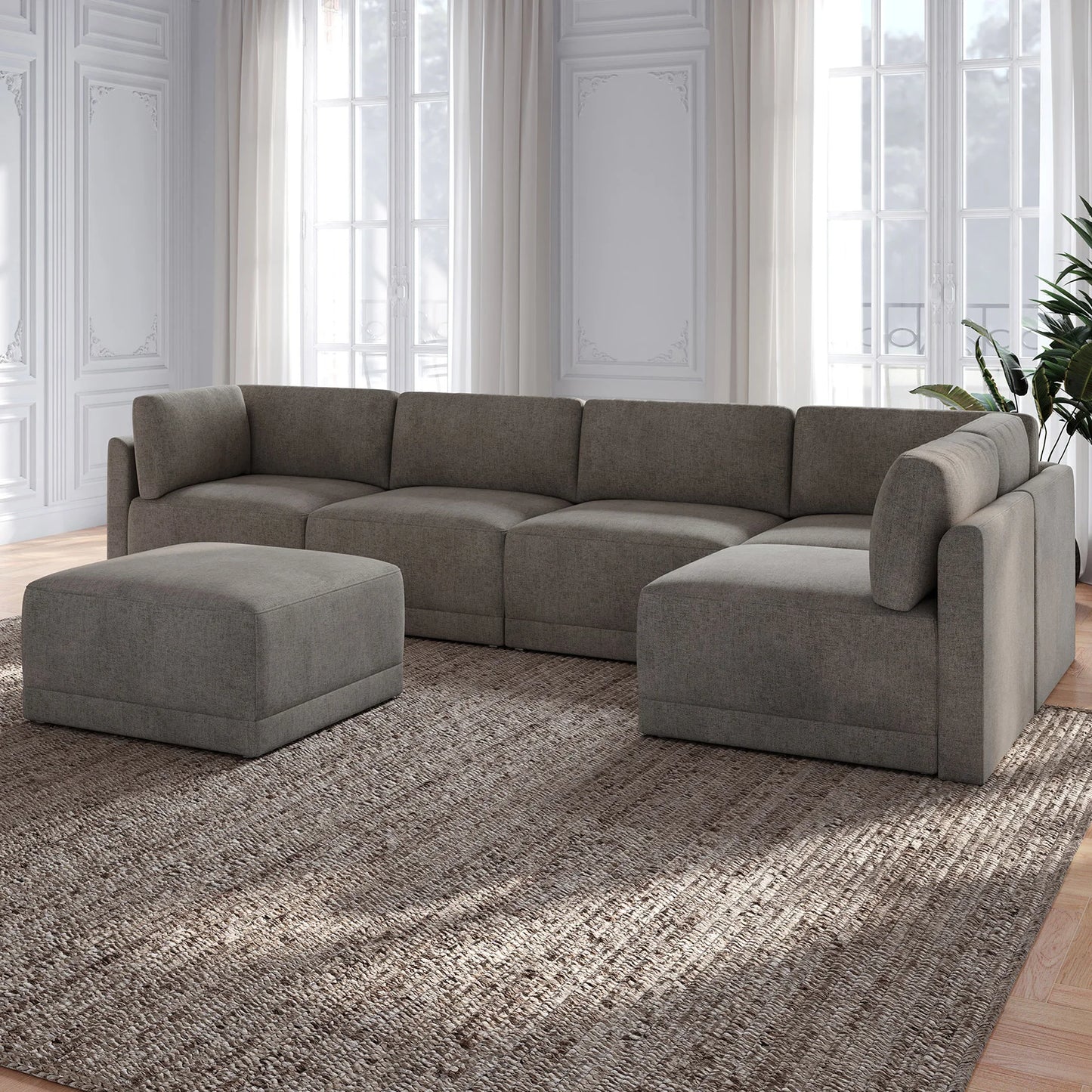 Thomasville Fallon Modular Sectional Gray with Ottoman