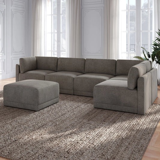 Thomasville Fallon Modular Sectional Gray with Ottoman