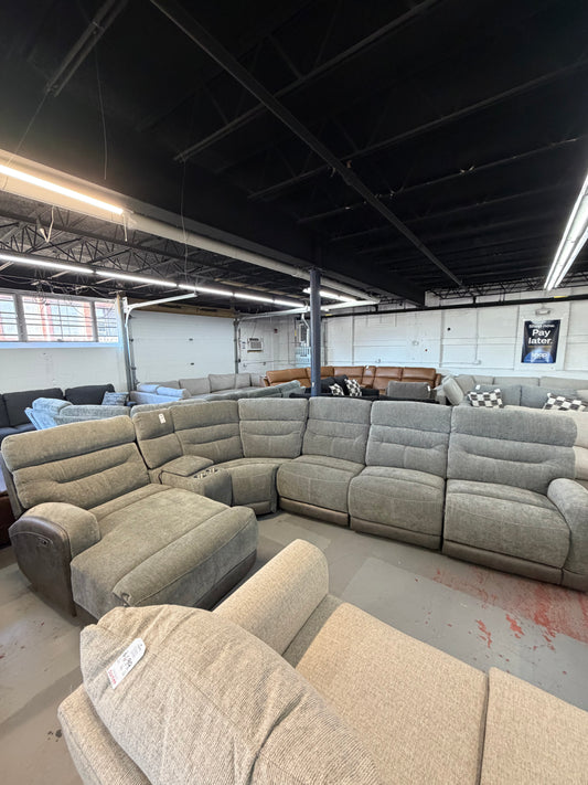 Phantom Gray 6 Piece Right Arm Facing Chaise Power Recliner Sectional