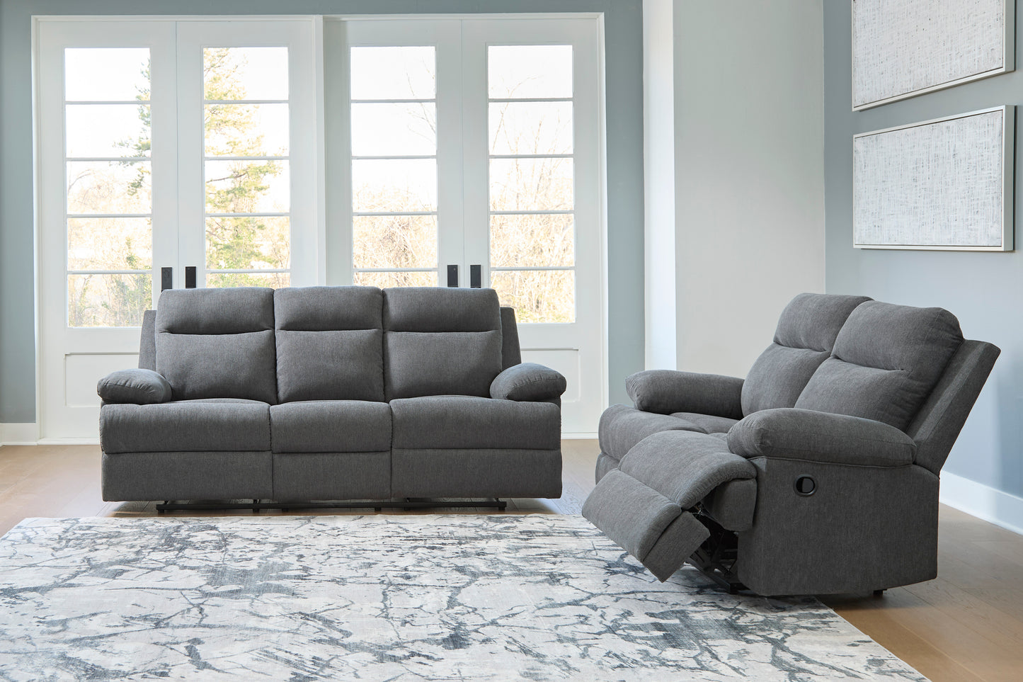 Side-Swipe Manual Reclining Sofa and Loveseat
