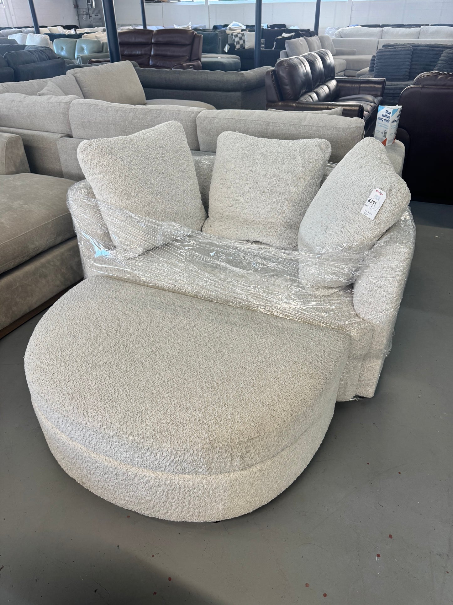 Holley Oversized Fabric Accent Chair with Storage Ottoman