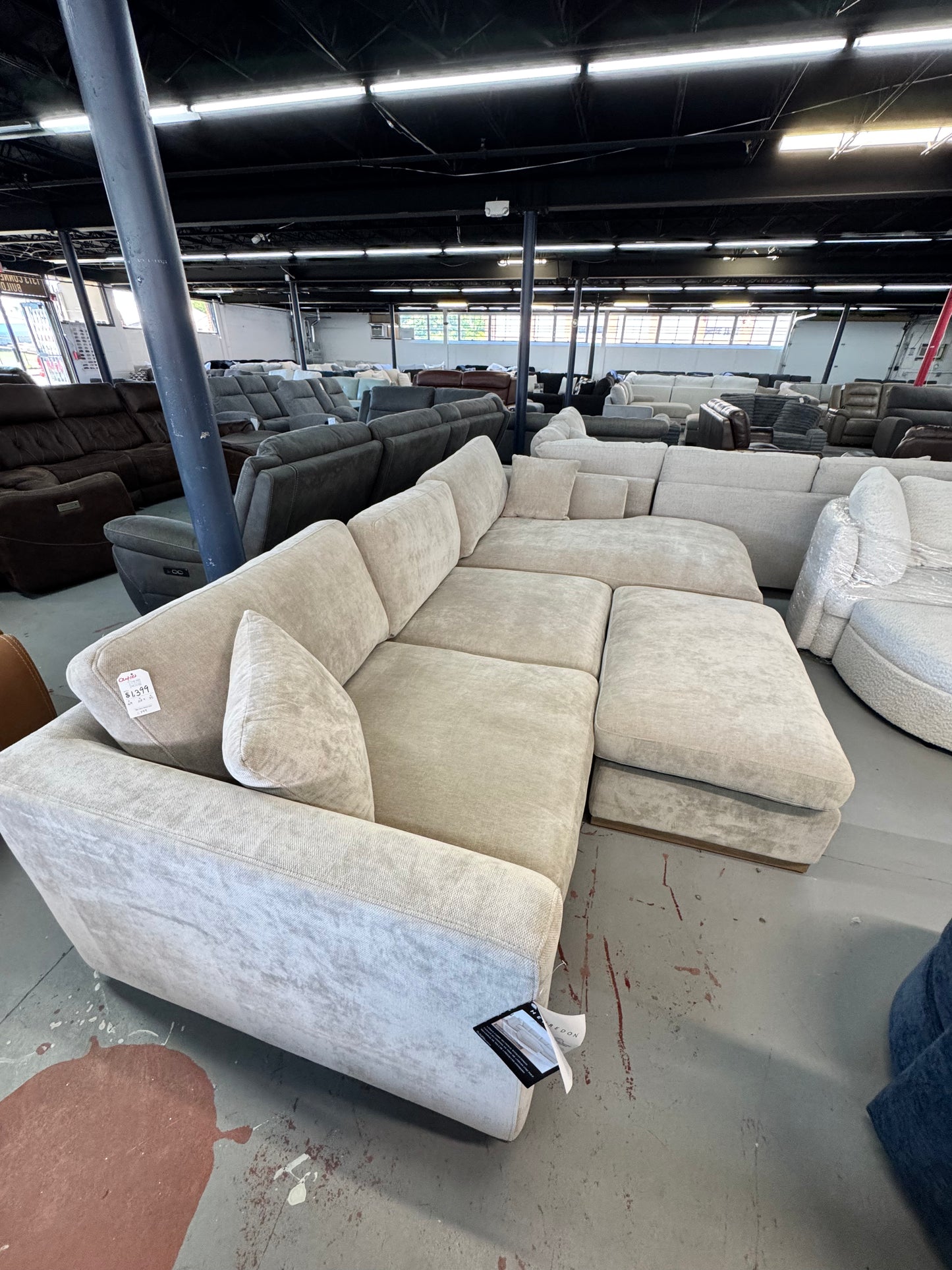 Henredon Caley Reversible Sofa Chaise with Ottoman
