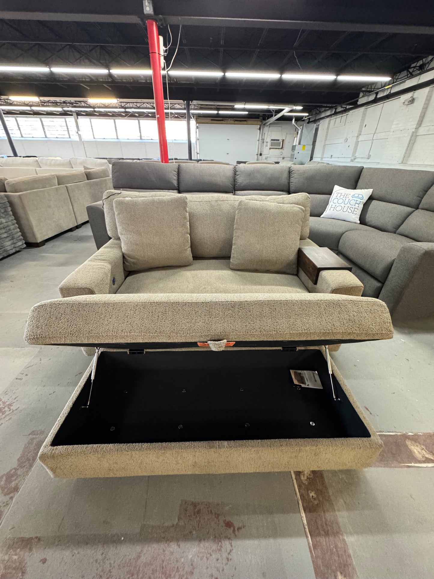 Thomasville Gilroy Fabric Oversized Storage Chair and Storage Ottoman