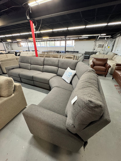 Modern Farmhouse Gray Power Reclining Sectional with Power Headrest