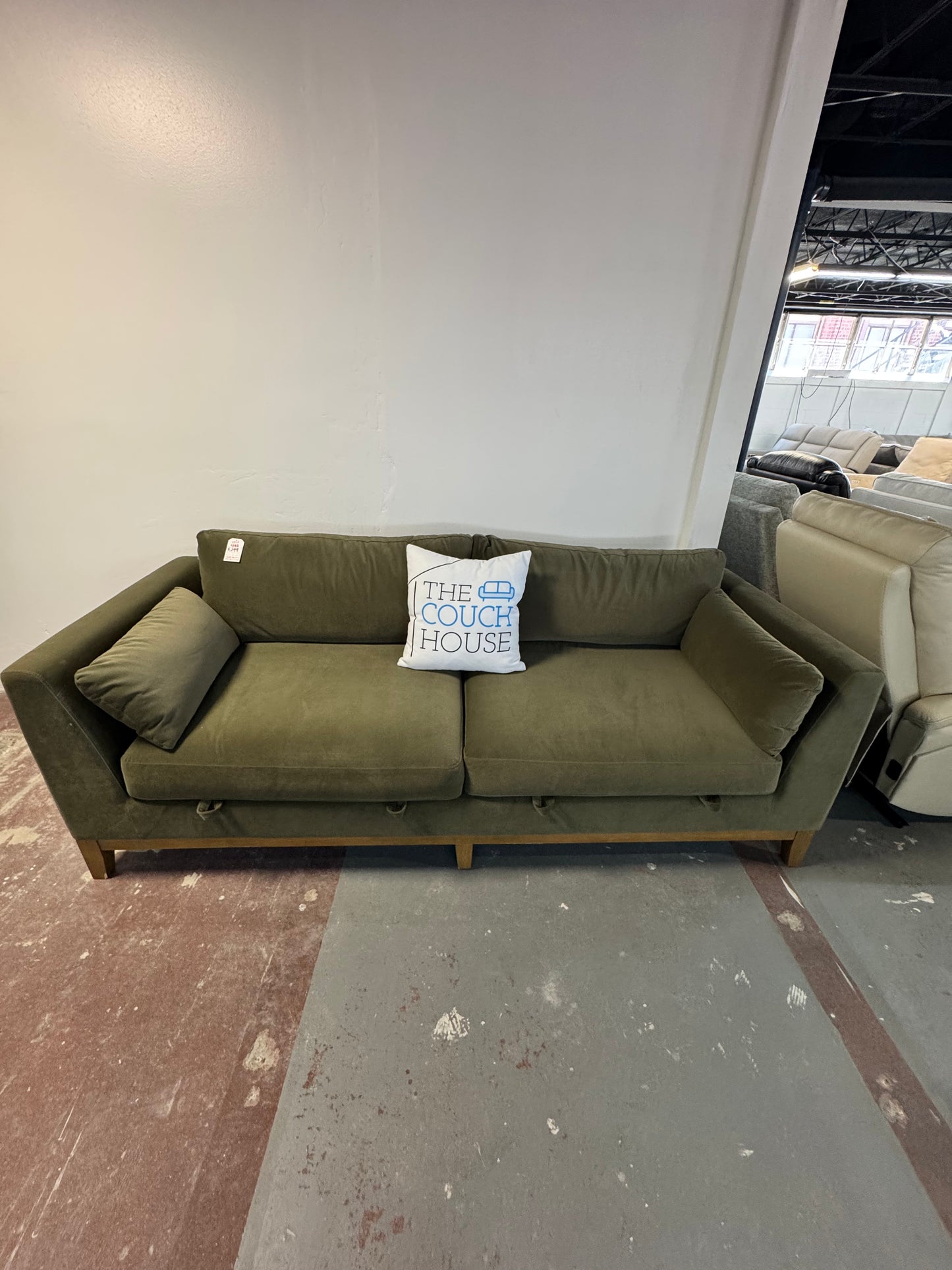Thomasville Mokena Fabric Stationary Sofa with Storage - Green