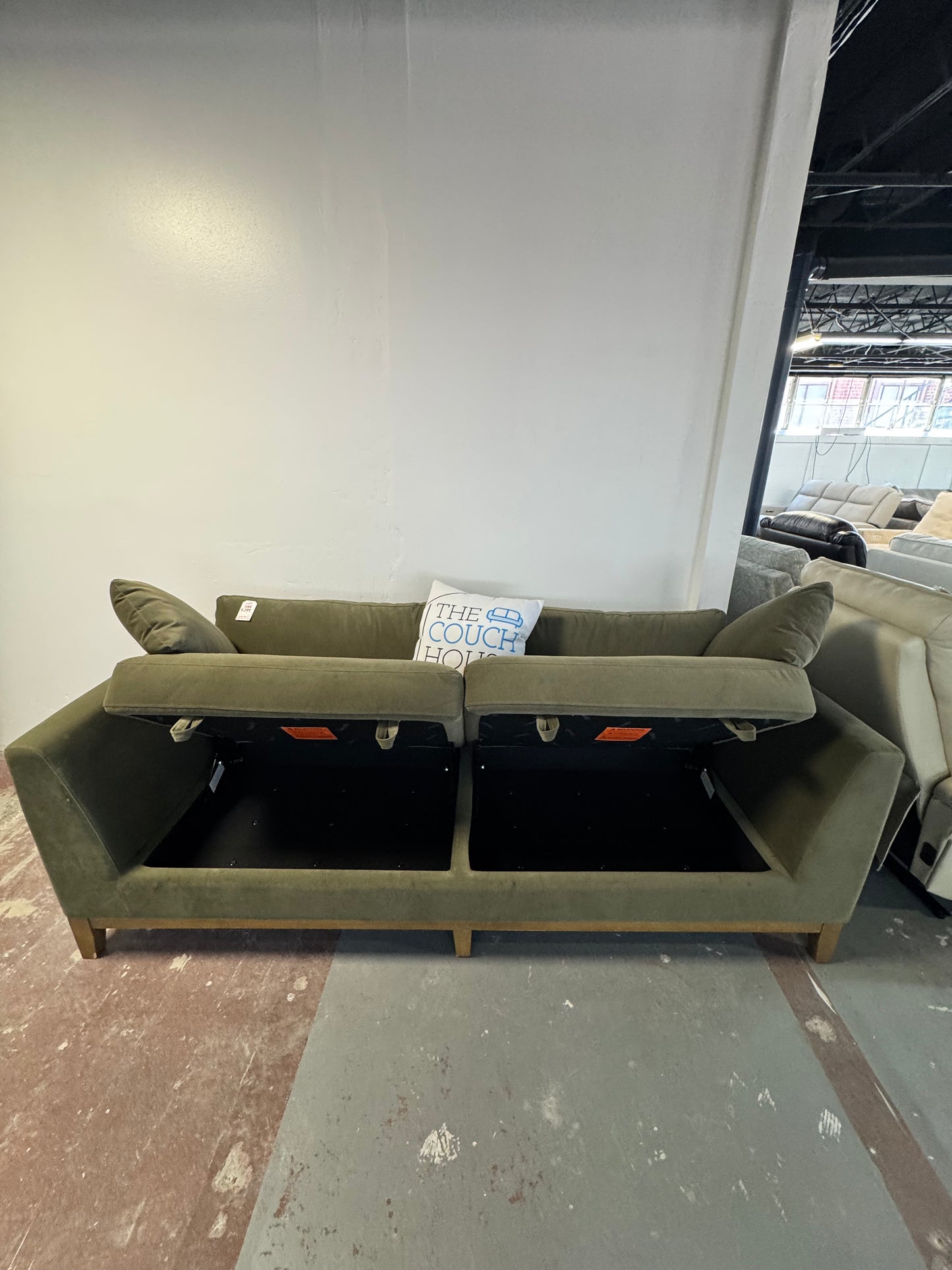Thomasville Mokena Fabric Stationary Sofa with Storage - Green