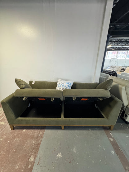 Thomasville Mokena Fabric Stationary Sofa with Storage - Green