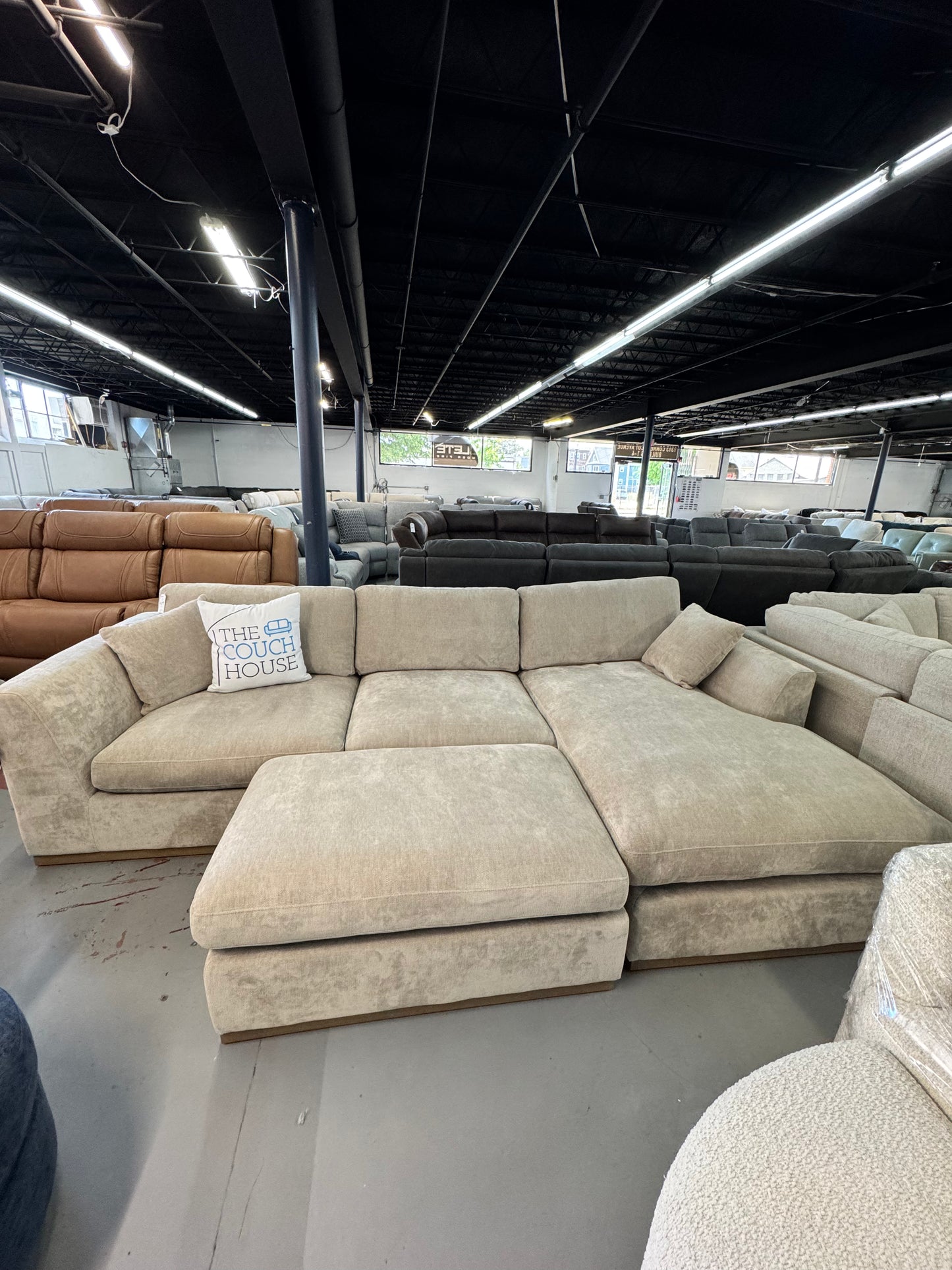 Henredon Caley Reversible Sofa Chaise with Ottoman