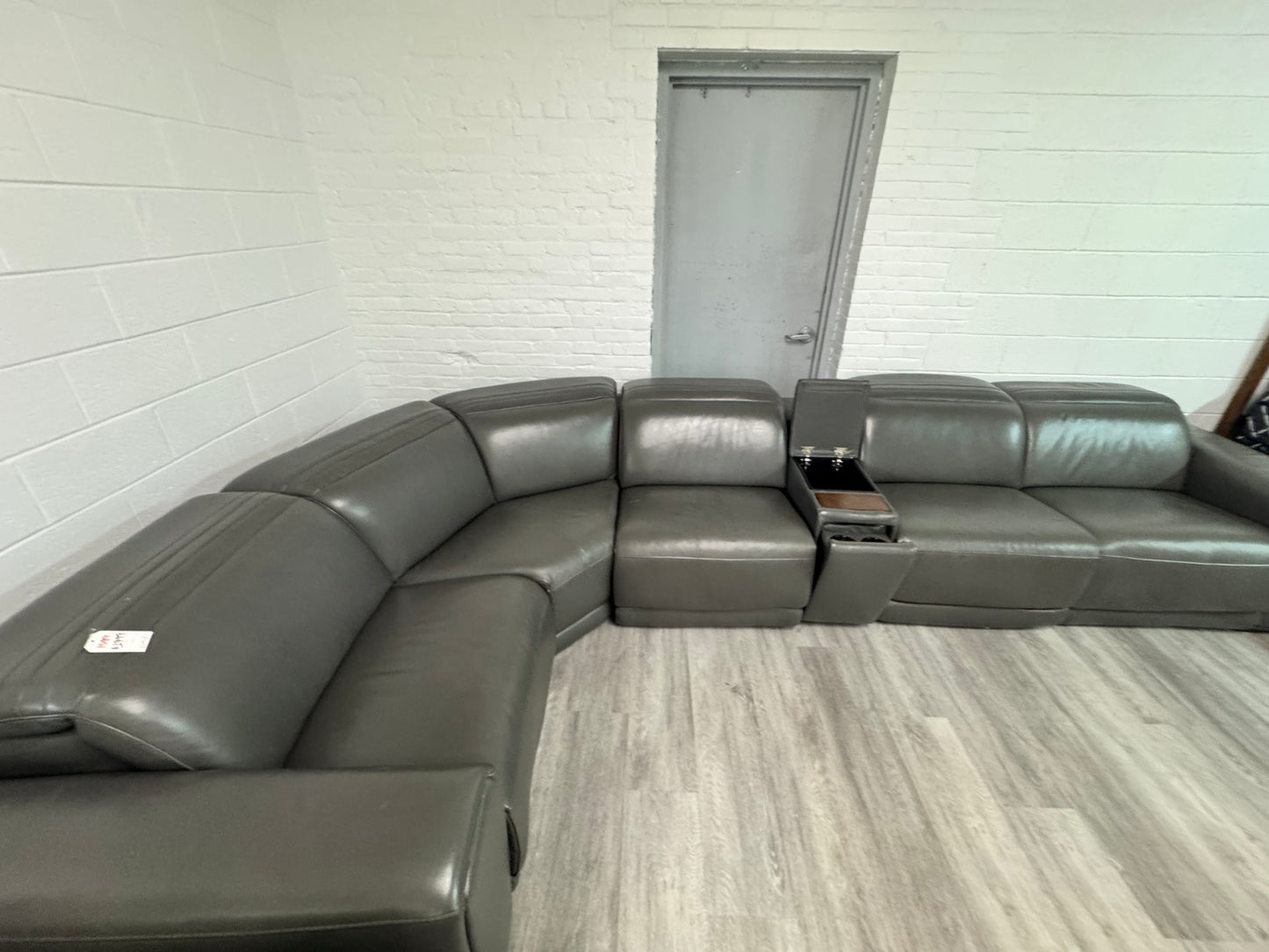 (Refurbished) Karson Leather Power Reclining Sectional with Power Headrests