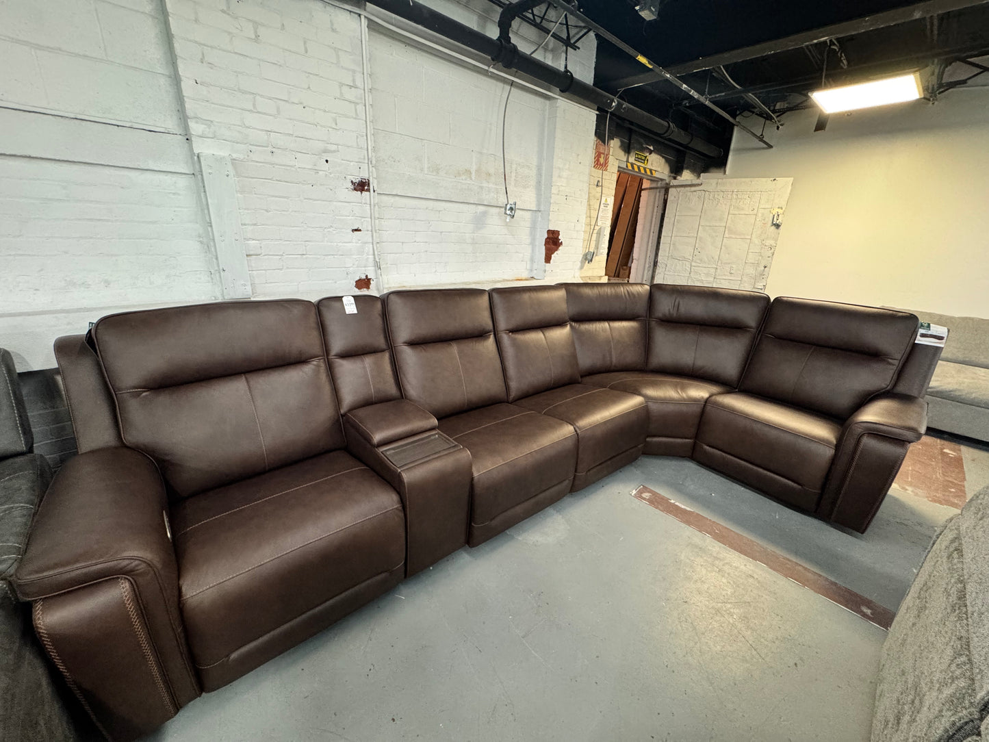 Flexsteel Griffin Italian Leather Zero Gravity Reclining Sectional with Power Headrests