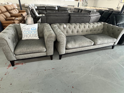 Gwen Fabric Chesterfield 2-piece Set, Sofa and Chair