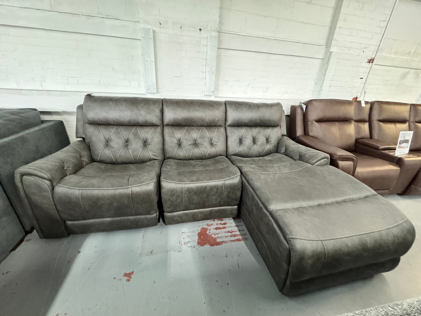 Canyon Gray Power Reclining 3 Piece Right Arm Facing Chaise Sectional