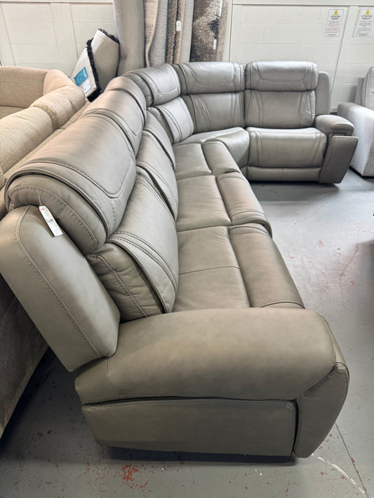 Dynamic Leather Power Reclining Sectional with Power Headrest