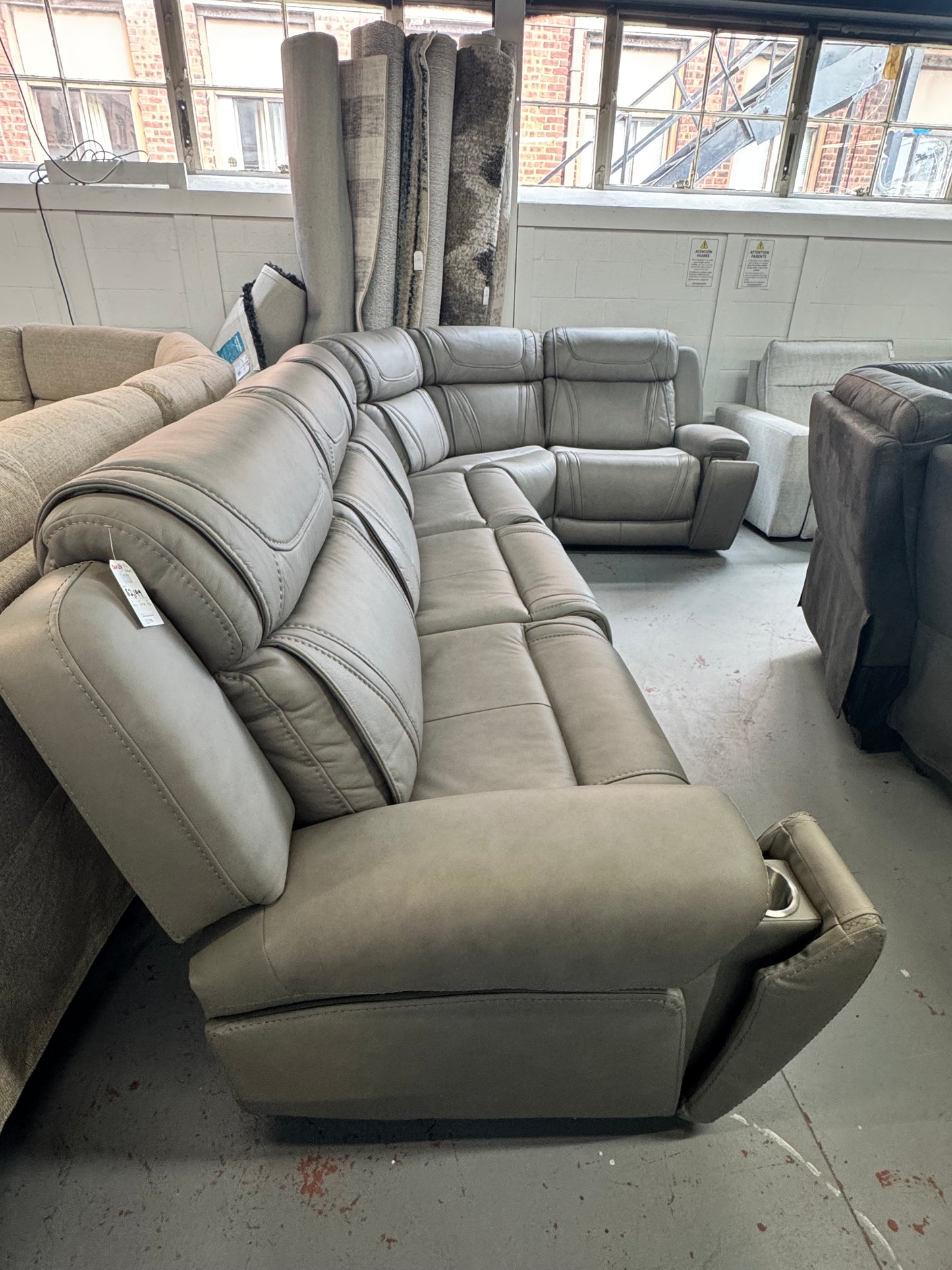 Dynamic Leather Power Reclining Sectional with Power Headrest
