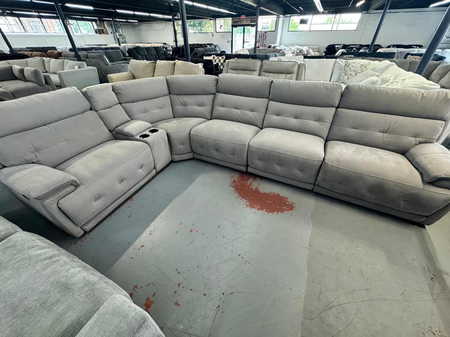 Rumor Gray Power Reclining Sectional with Power Headrest