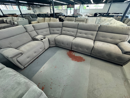 Rumor Gray Power Reclining Sectional with Power Headrest