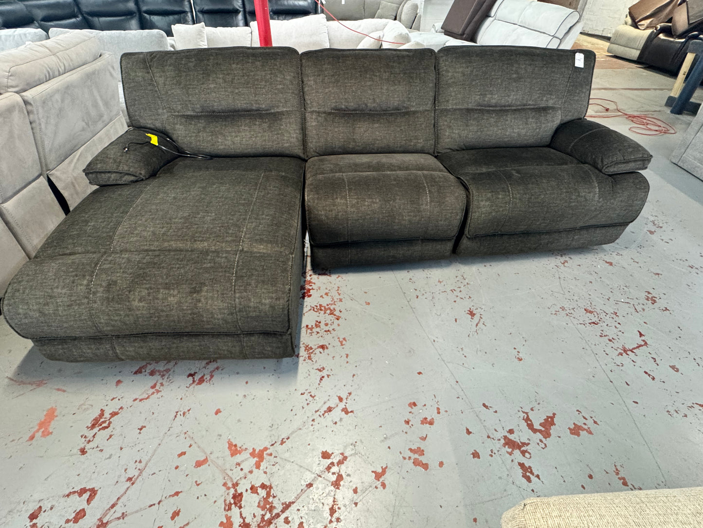 Chaise seccional reclinable eléctrico de 3 piezas Pacifica Gray