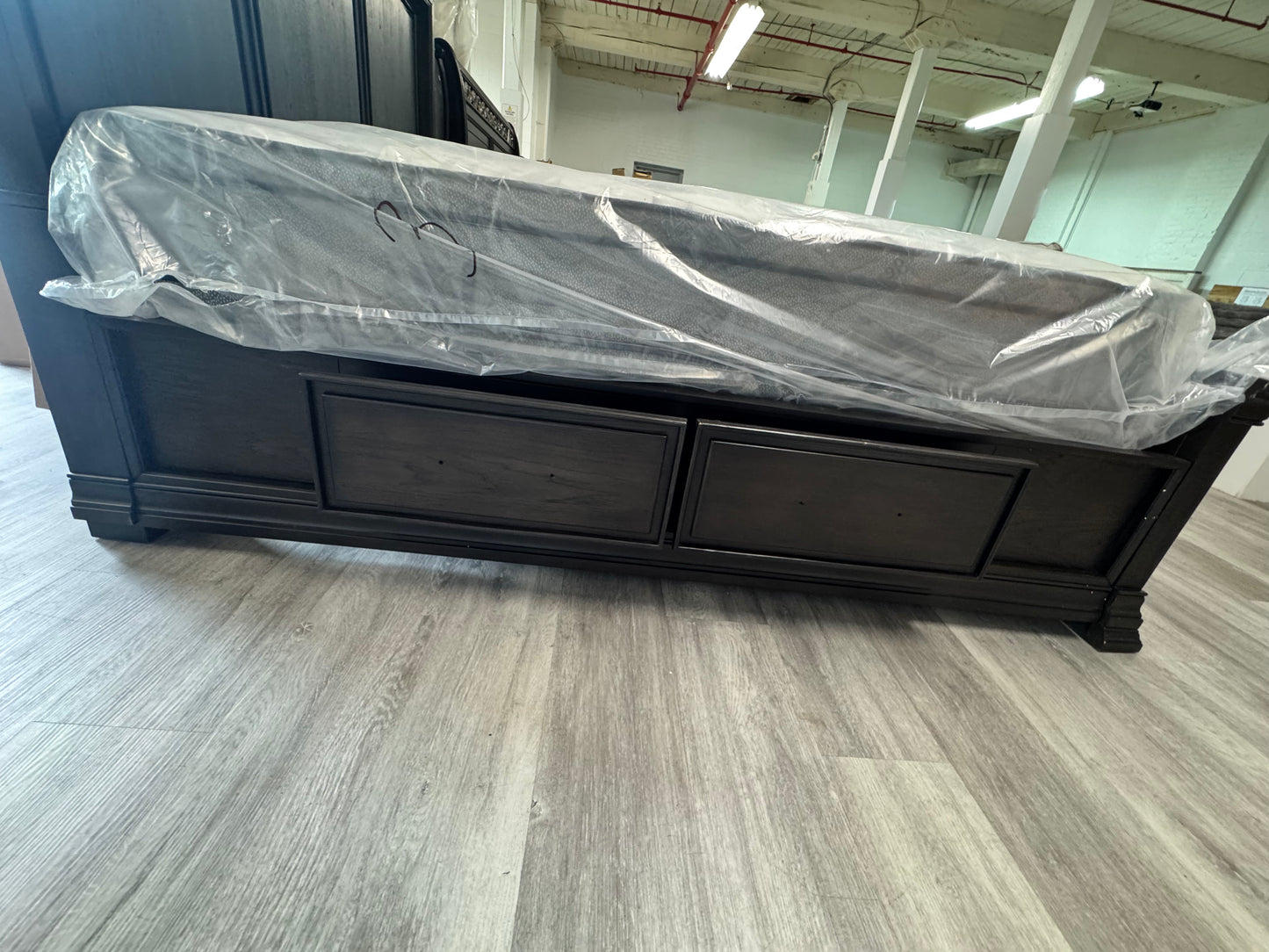 Black King Bed Frame with Storage
