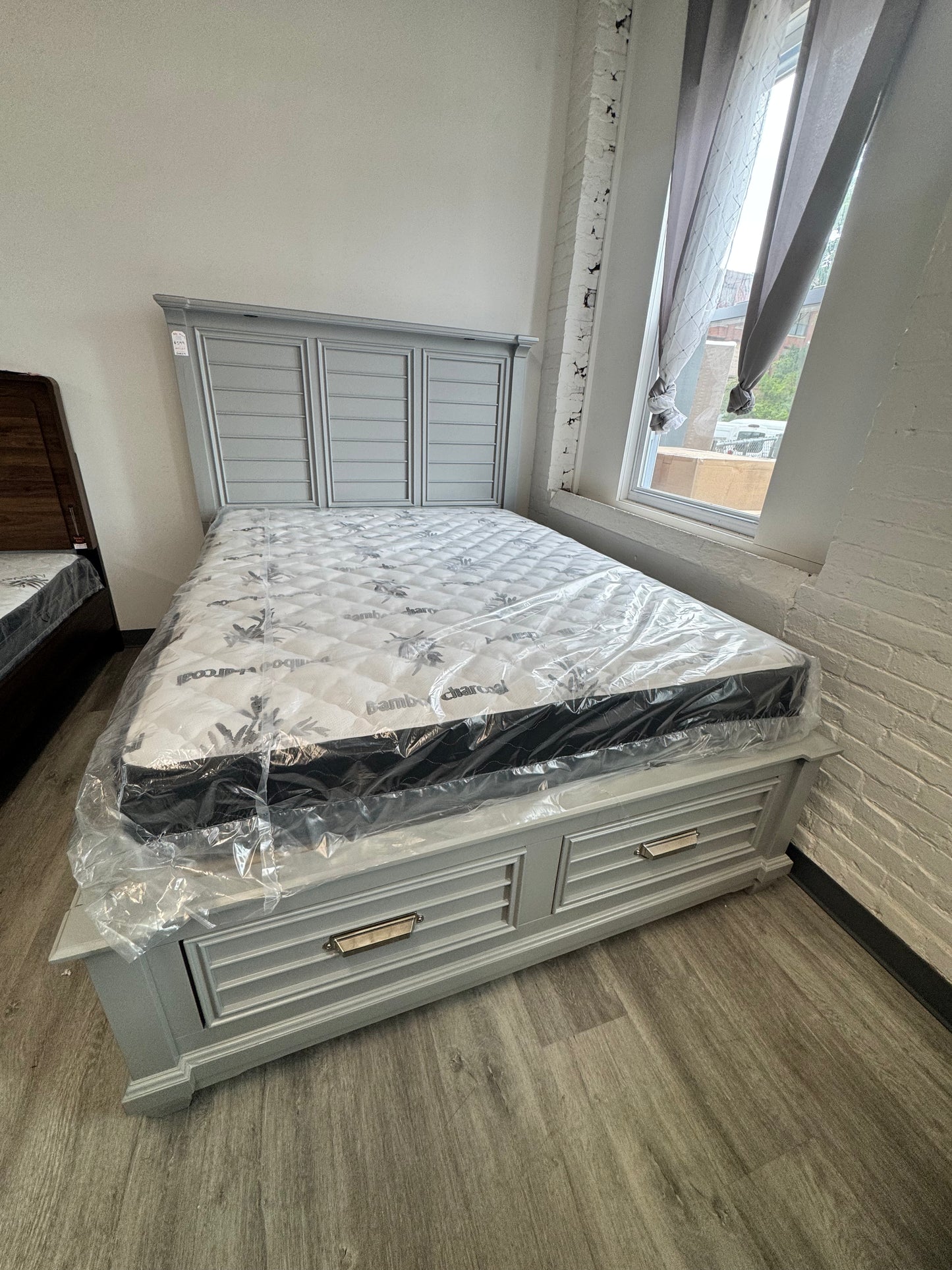 Gray Queen Bed Frame with Storage