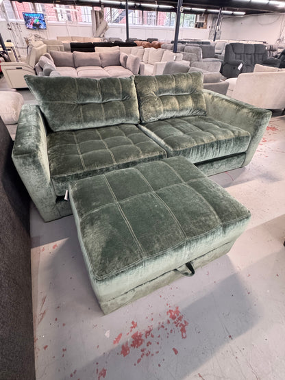 Jewels Emerald Modular Loveseat with Storage Ottoman