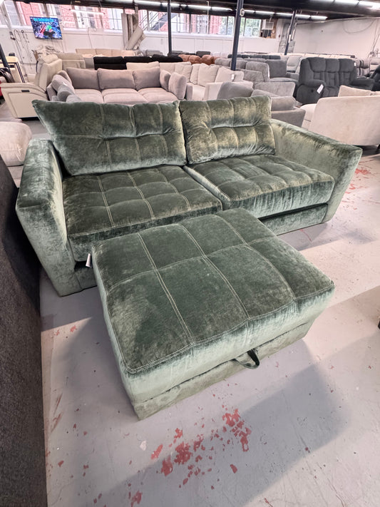 Jewels Emerald Modular Loveseat with Storage Ottoman