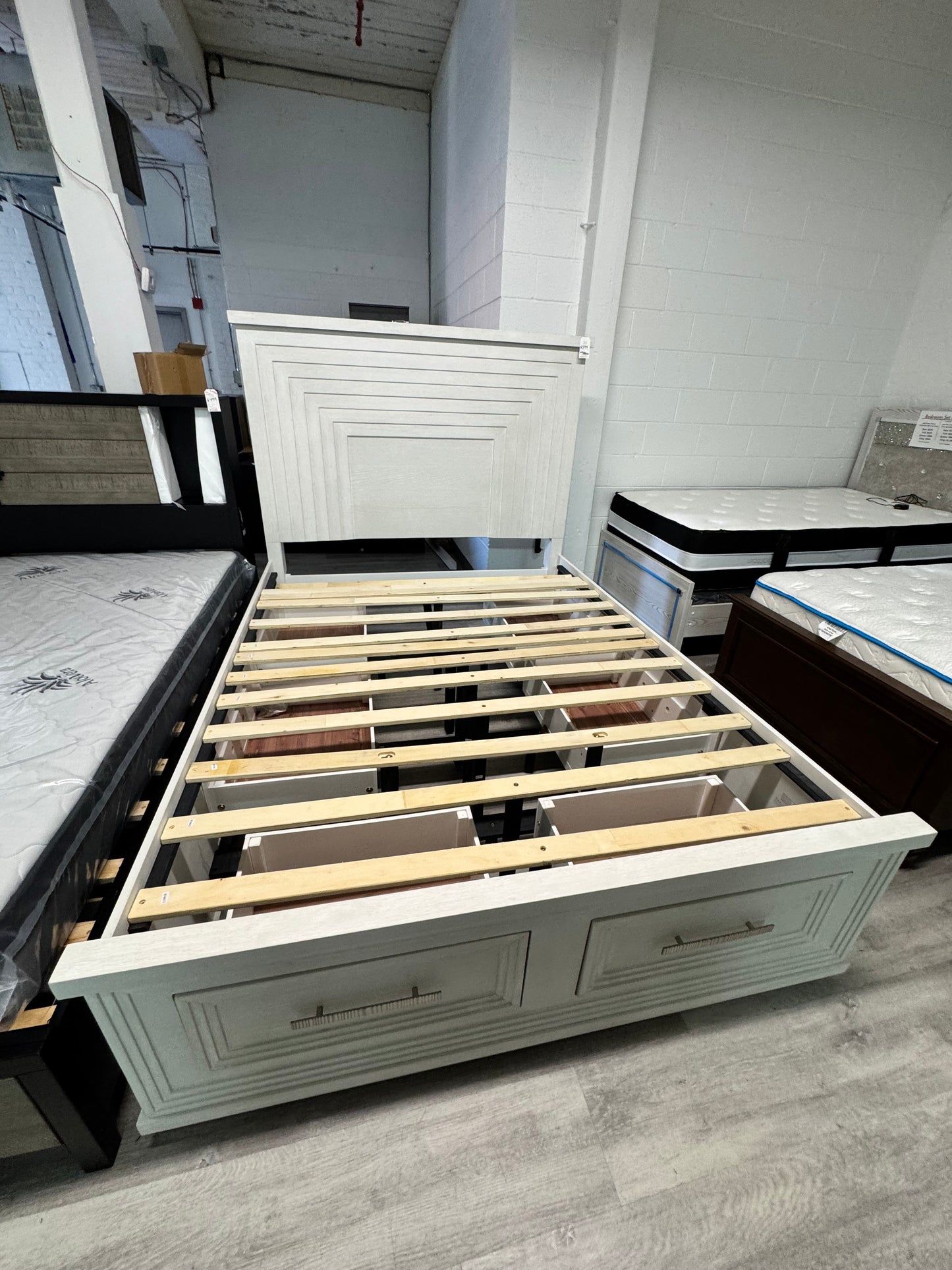 White Queen 6 Drawer Bed Frame