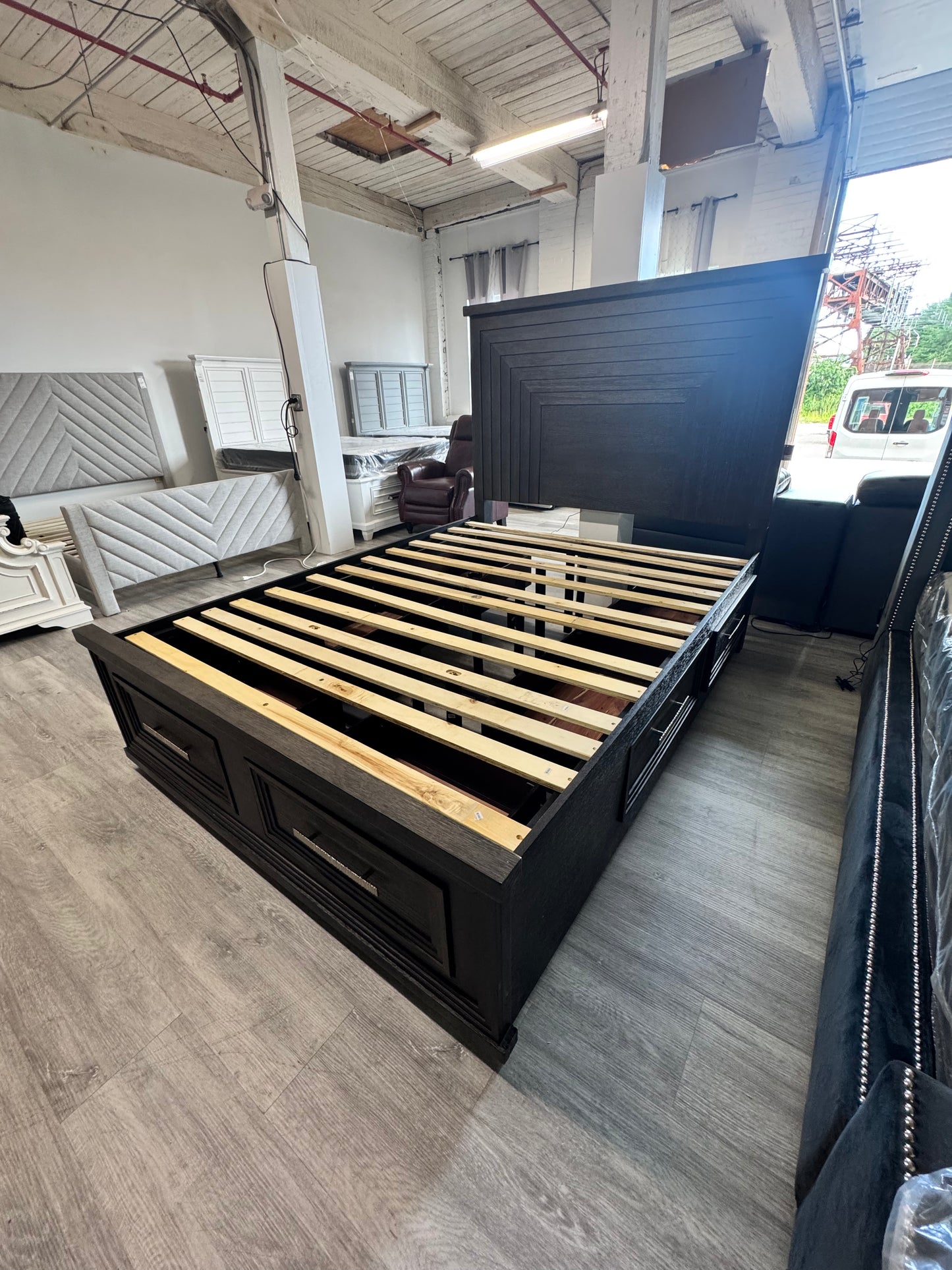 Black Queen 6 Drawer Bed Frame