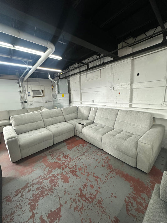 Slider Bob Gray Power Sliding 6 Piece Sectional with USB & USB-C Ports