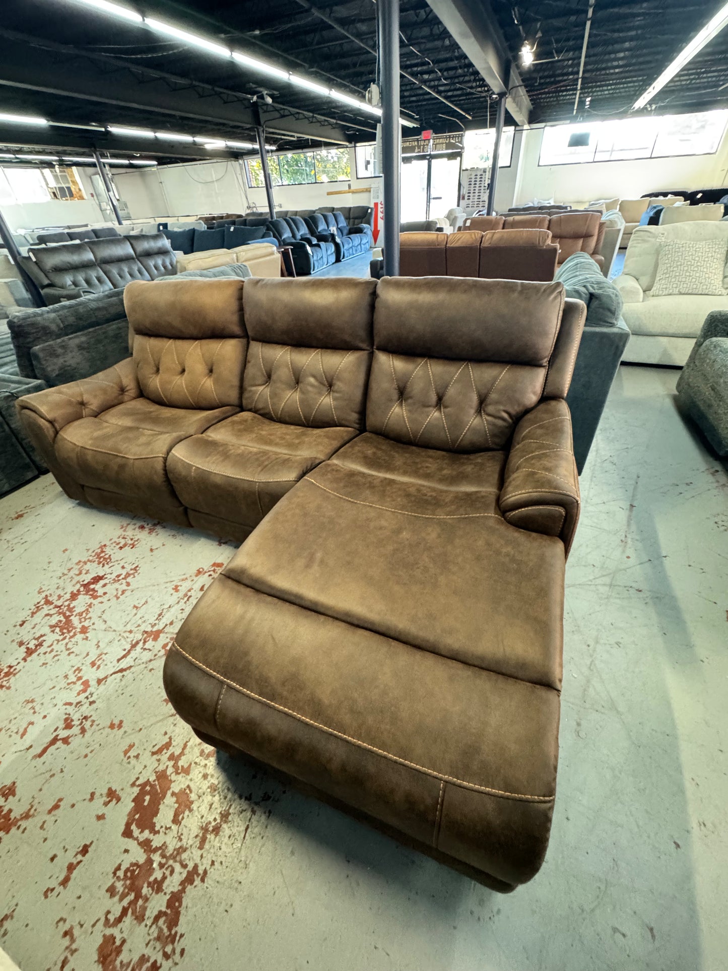 Canyon Walnut Power Reclining 3 Piece Right Arm Facing Chaise Sectional