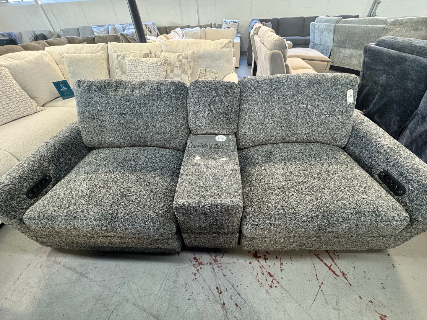Amplify Gray 3 Piece Immersive Audio Modular Loveseat with Console