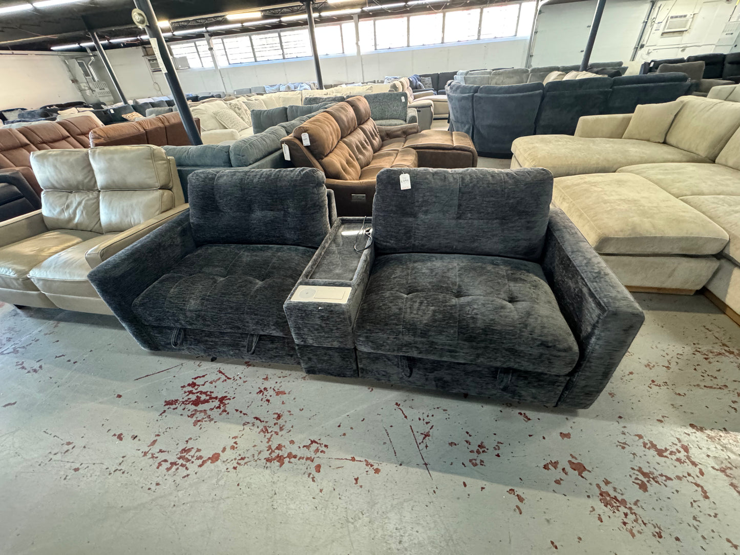Modular Bob Charcoal  3 Piece Storage Loveseat with Storage Console