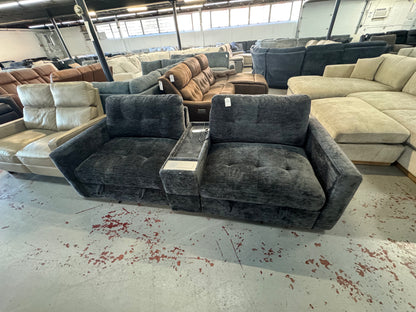 Modular Bob Charcoal  3 Piece Storage Loveseat with Storage Console