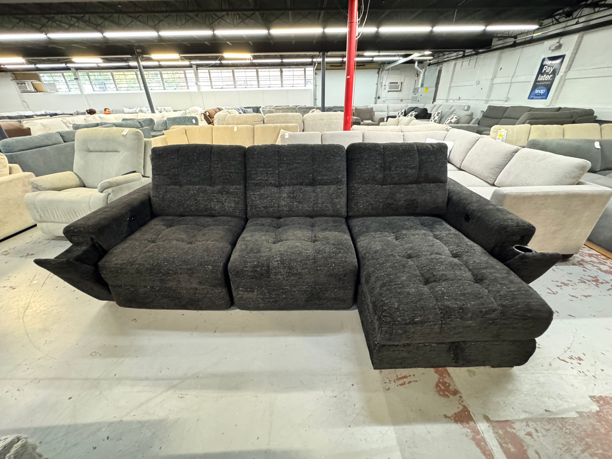 Slider Bob Black 3pc Arm Facing Storage Chaise Power Sliding Sectional