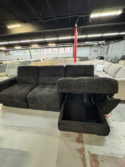 Slider Bob Black 3pc Arm Facing Storage Chaise Power Sliding Sectional