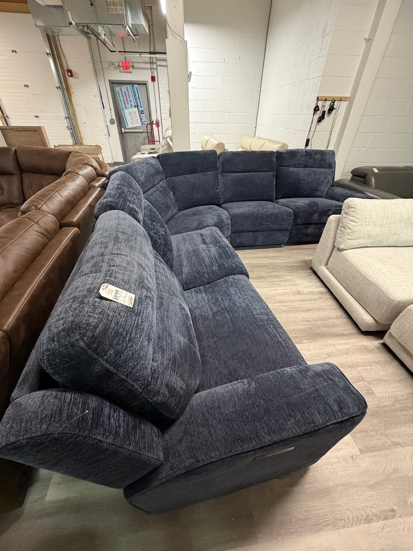 Bolt Navy Blue Sectional Recliner