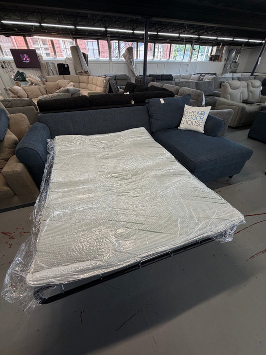 Juno Denim 2 Piece Right Arm Facing Chaise Sectional with Bed
