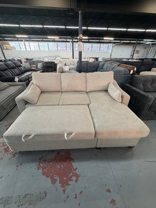 Sofá cama de tela Coddle Aria con chaise reversible y espacio de almacenaje, color beige 