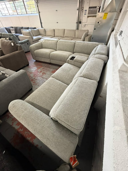Equinox Silver Power Reclining 6 Piece Sectional with Power Headrest