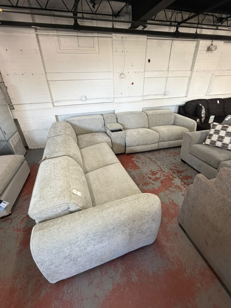 Equinox Silver Power Reclining 6 Piece Sectional with Power Headrest
