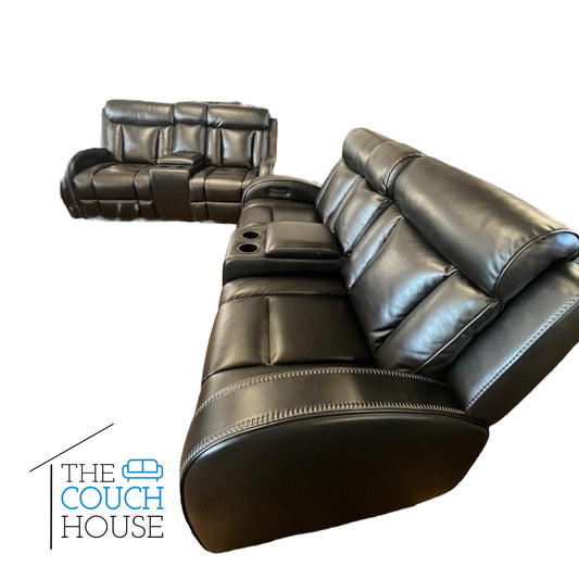 Tuxedo Black Power Reclining Console Loveseat Set