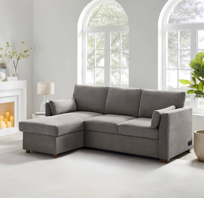 Coddle Luke GRAY Sleeper Sofa with Reversible Chaise and Storage