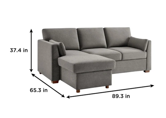 Coddle Luke GRAY Sleeper Sofa with Reversible Chaise and Storage