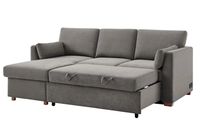 Coddle Luke GRAY Sleeper Sofa with Reversible Chaise and Storage