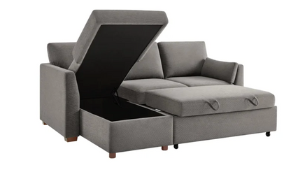 Coddle Luke GRAY Sleeper Sofa with Reversible Chaise and Storage