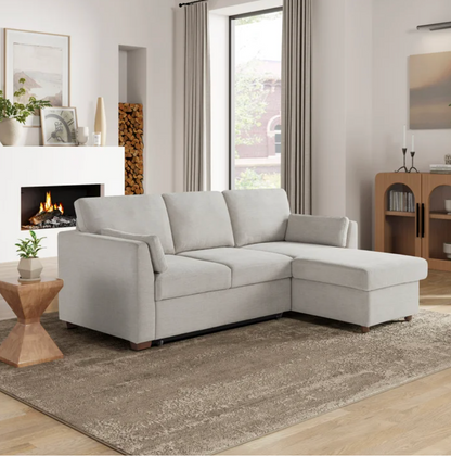 Coddle Luke BEIGE Sleeper Sofa with Reversible Chaise and Storage