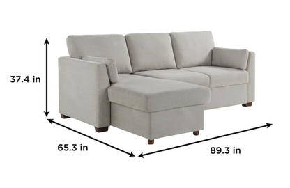 Coddle Luke BEIGE Sleeper Sofa with Reversible Chaise and Storage